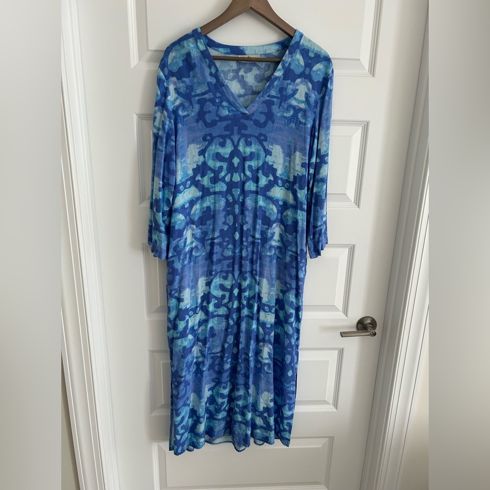 Natori Blue Caftan Dress Size M